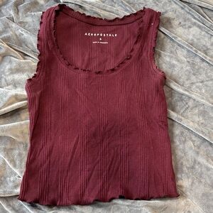 Aeropostale Women's Maroon Ribbed Tank Top